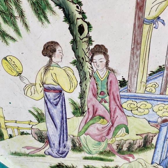 🎄Antique Chinese Canton Champleve Cloisonné Enamel Bronze Plate Tray🎁 - Picture 2 of 5